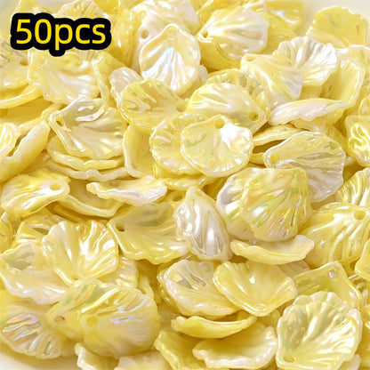 50pcs 15x17mm Acrylic Shell & Leaf Beads