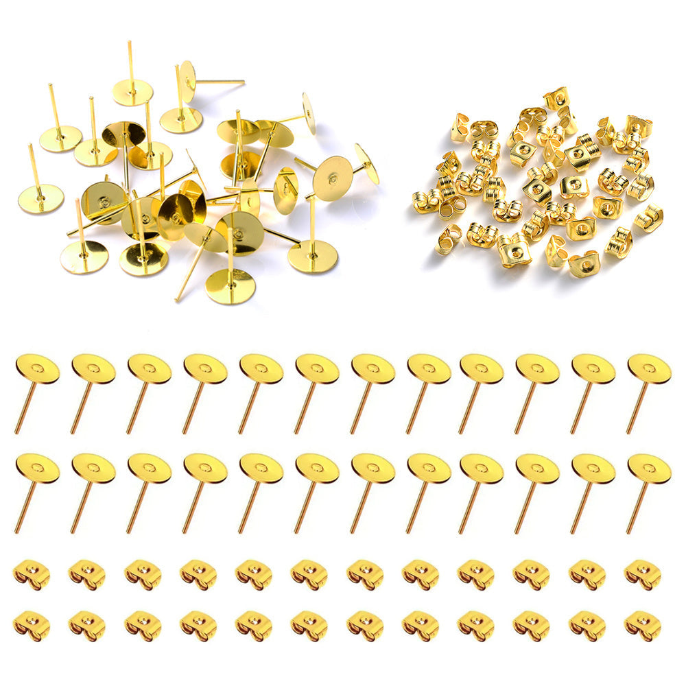 48-Piece Gold & Silver Earring Stud & Back Set