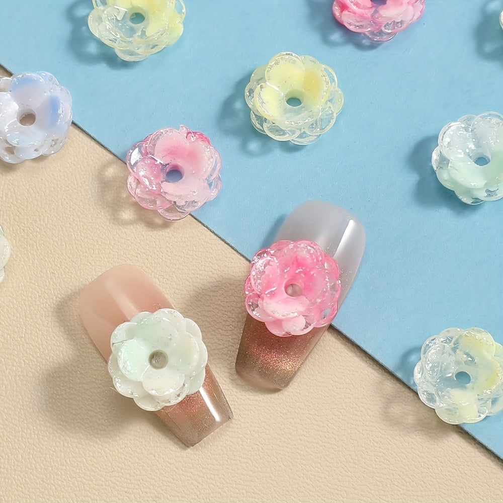 Gradient Glitter Flower Acrylic Beads
