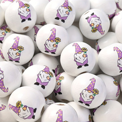10PCS 16mm Happy Easter Wooden Bead Set