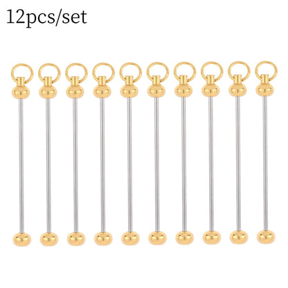 Metal Blank Bar Beadable Keychain Set