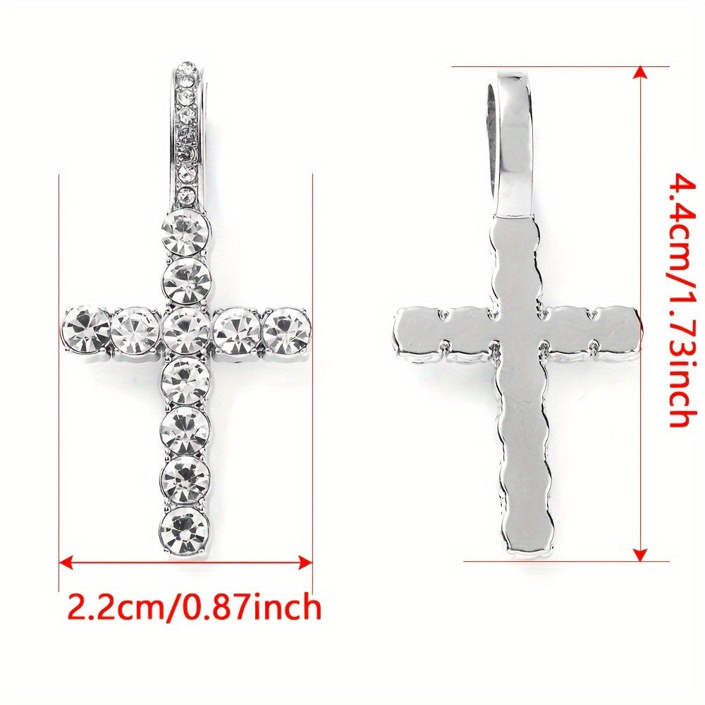 2/6PCS Antique Multicolor Rhinestone Cross Pendant Set
