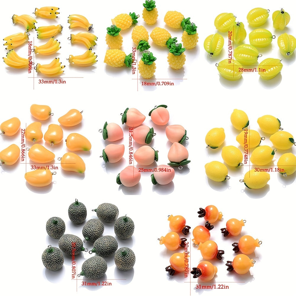 Mixed Fruit Resin Charm Pendants