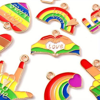 Rainbow Hand Love Alloy Pendants