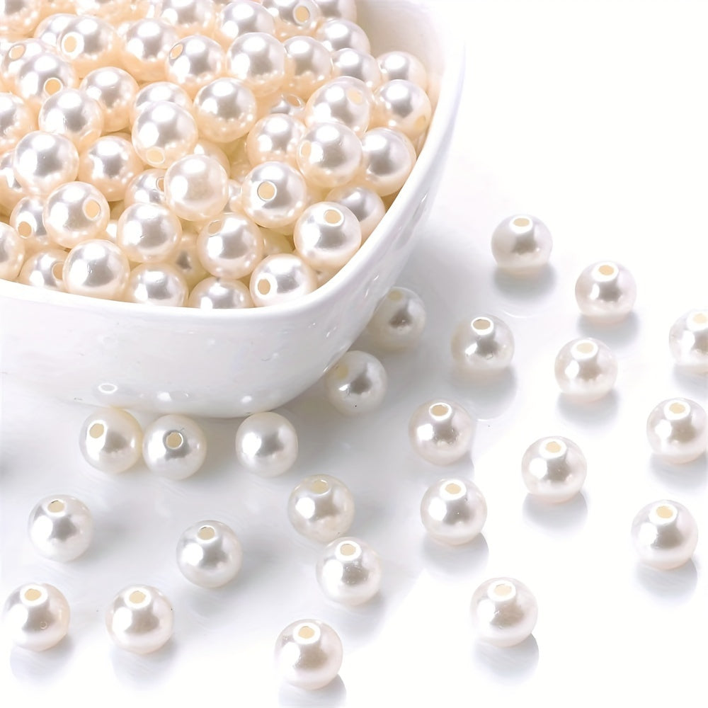 10PCS 20mm White & Beige Round Acrylic Bead Set