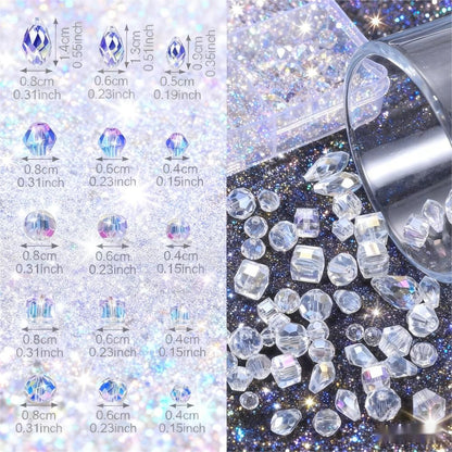 200PCS Geometric Transparent Glass Bead Set