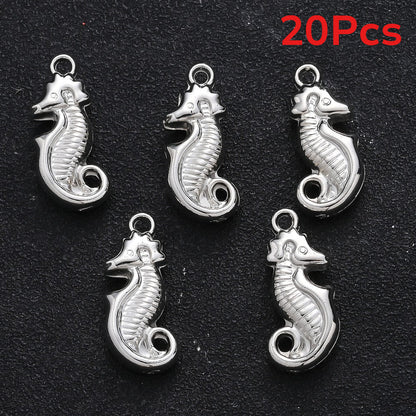 20PCS 3D Retro Seahorse CCB Pendant Set