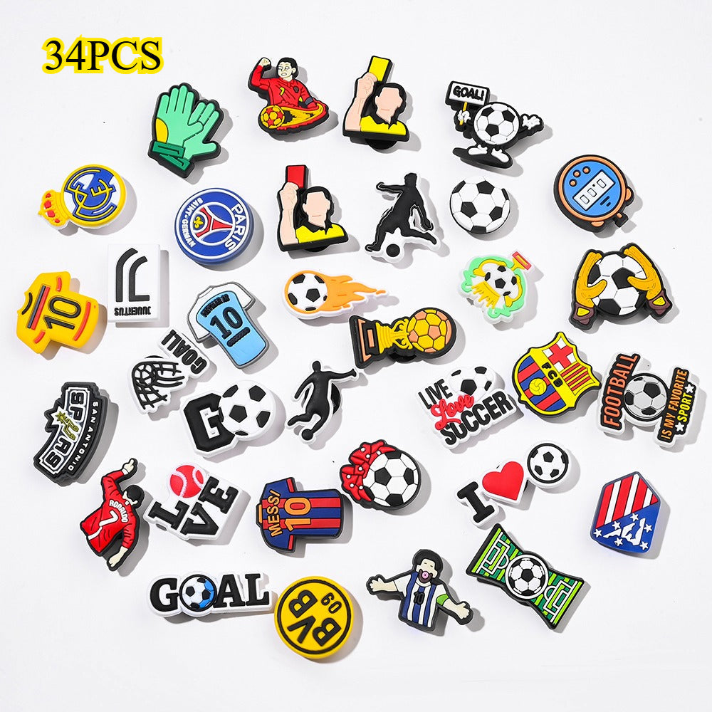 20/34-Piece PVC Soccer Shoe Charms