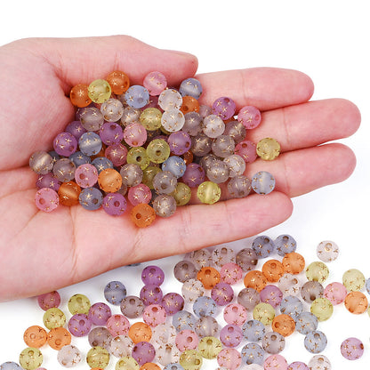 Frosted Acrylic Star Print Round Beads
