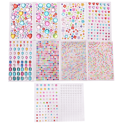 Acrylic Rhinestone Rainbow Self-Adhesive Stickers