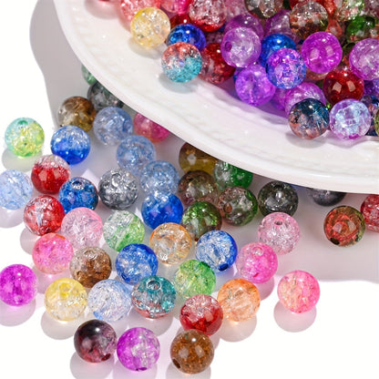 100PCS 8mm Round Cracked Acrylic Bead Set