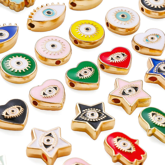 Colorful Evil Eye Alloy Spacer Beads