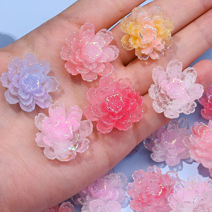 10PCS 25×27mm Gradient Luminous Resin Orchid Embellishment Set