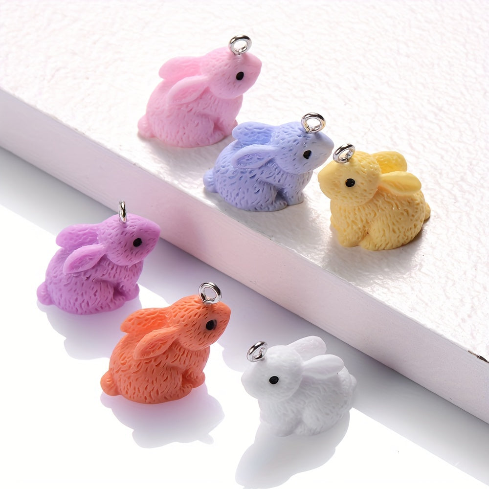 10PCS 16×21mm Colorful Rabbit Resin Pendant Set
