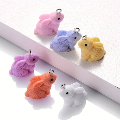 10PCS 16×21mm Colorful Rabbit Resin Pendant Set