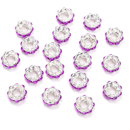 20PCS 12mm Round Acrylic & Rhinestone Spacer Bead Set