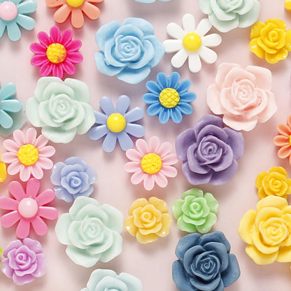 Resin Mixed Flower Flat Back Patch Beads