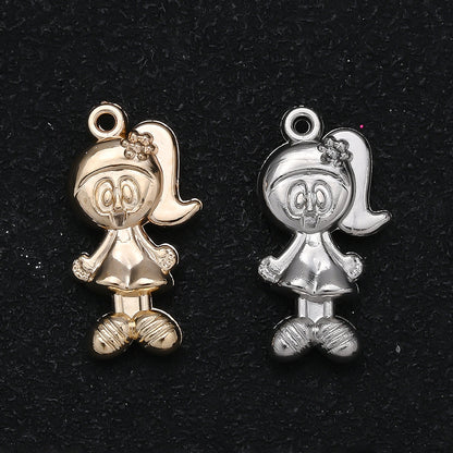 20PCS Gold & Silver CCB 3D Cartoon Boy & Girl Pendants