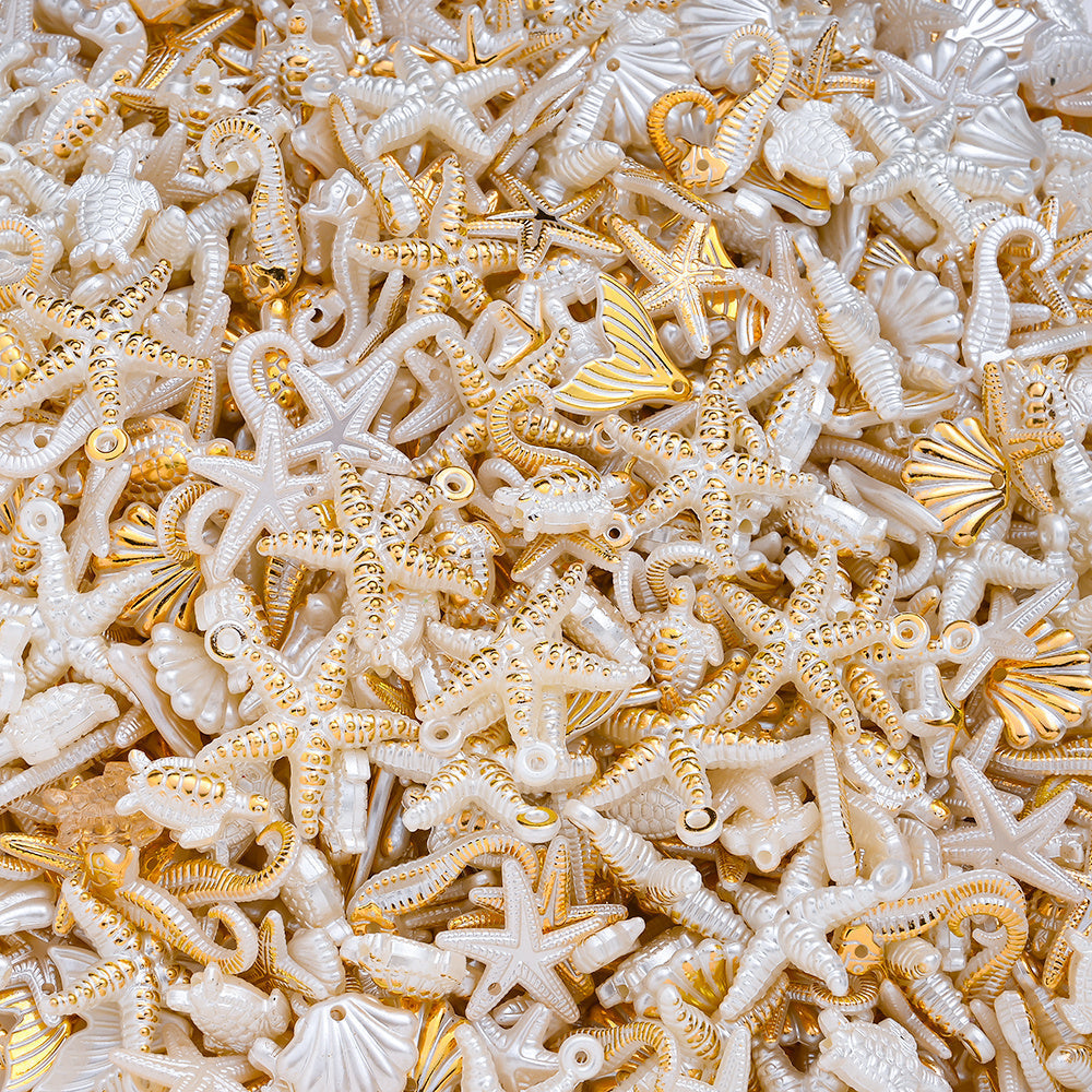 White Golden Acrylic Ocean Charms