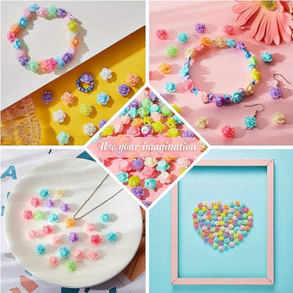 Mixed Color AB Shiny Flower Acrylic Beads