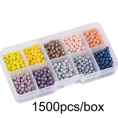 1500pcs/box Jewelry Beads Kit 4mm Mini Jewelry Faceted Beads Set