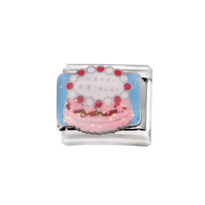 9x10 mm Stainless Steel Birthday Cake Bear Module Charm