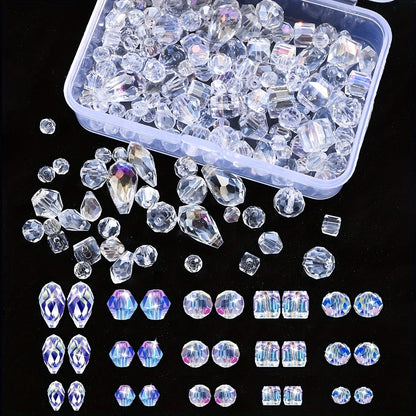 200PCS Geometric Transparent Glass Bead Set
