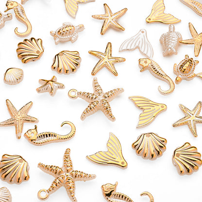 White Golden Acrylic Ocean Charms