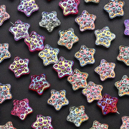 10PCS 18mm AB Shimmer Star Glass Bead Set