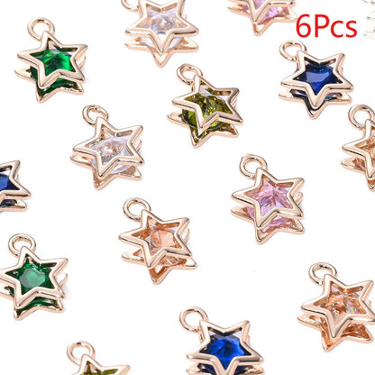 Rhinestone Star Copper Charms