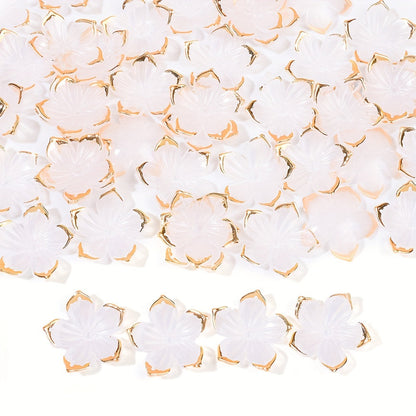50PCS Gold-Edged Five-Petal Acrylic Flower Bead Set