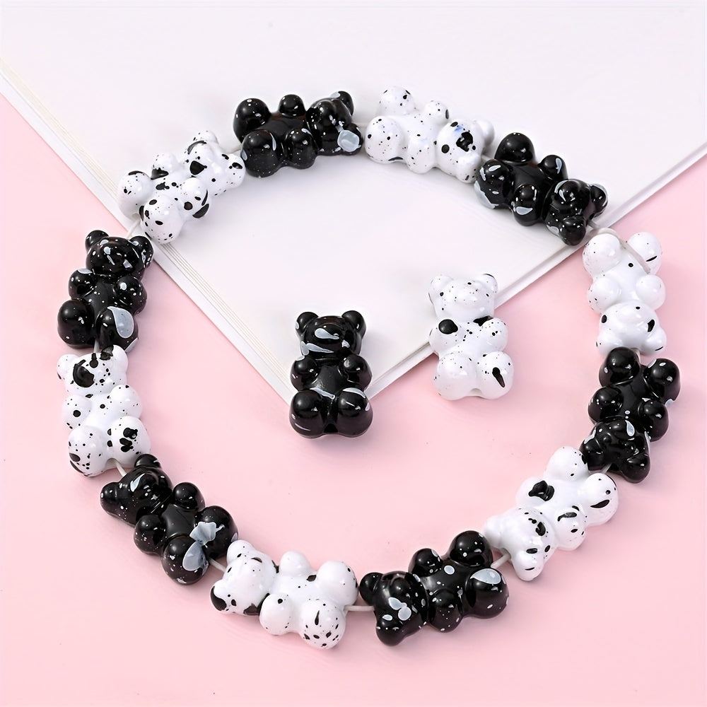 Black and White Bear Acrylic Beads