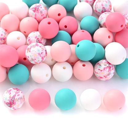 Silicone Animal Print Round Beads
