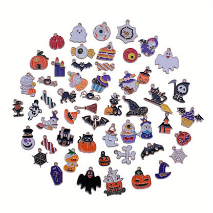 10PCS 10–29mm Halloween Alloy Pendant Set