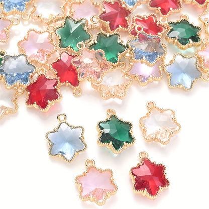 5PCS 13×16mm Faceted Ice Flower Glass Pendant Set