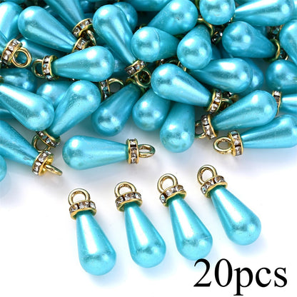 Multicolor Acrylic Imitation Pearl Waterdrop Charms