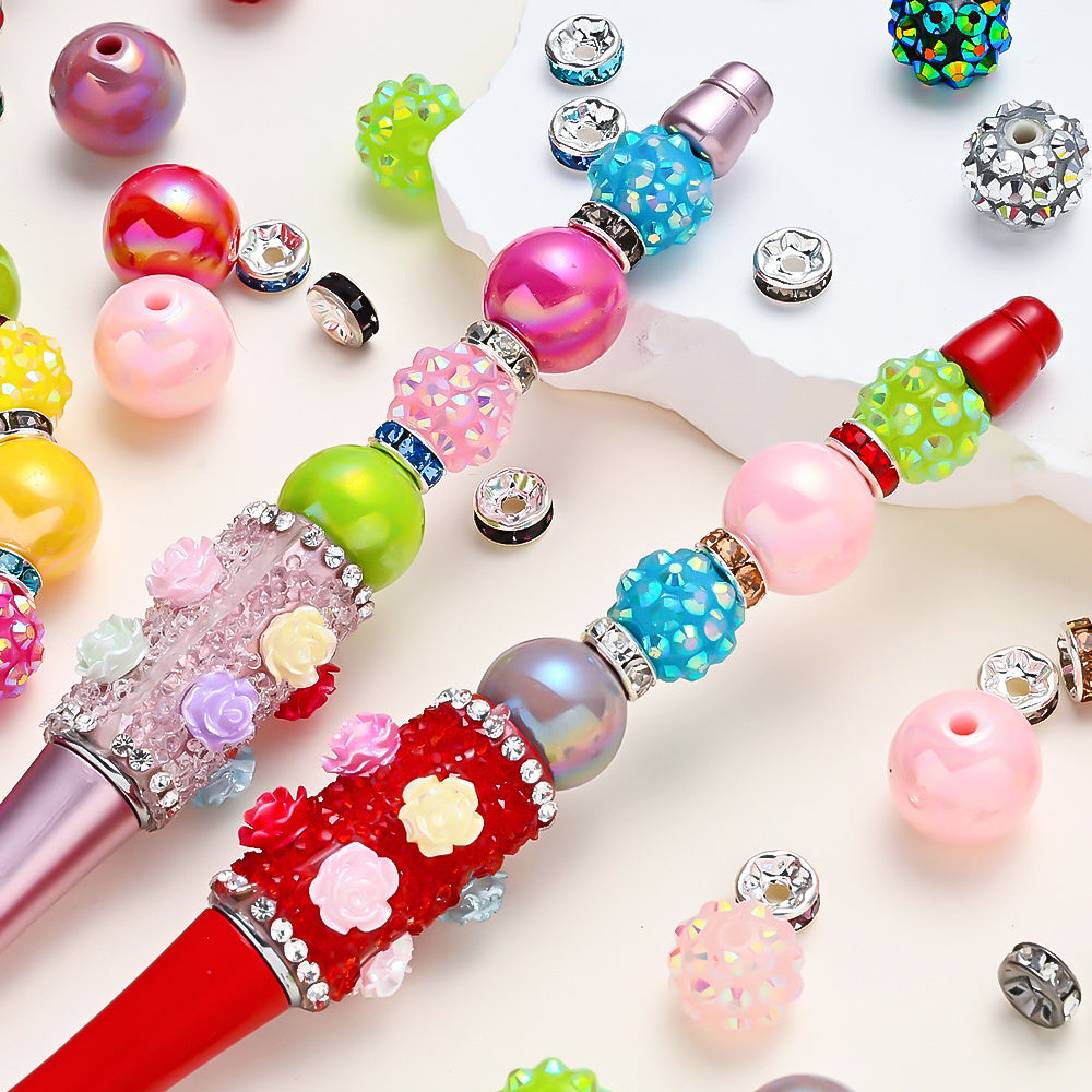 Colorful Resin and Rhinestone Spacer Bead Set