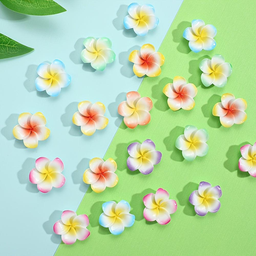 20PCS 20/24mm Frangipani Hawaiian Flower Resin Embellishments
