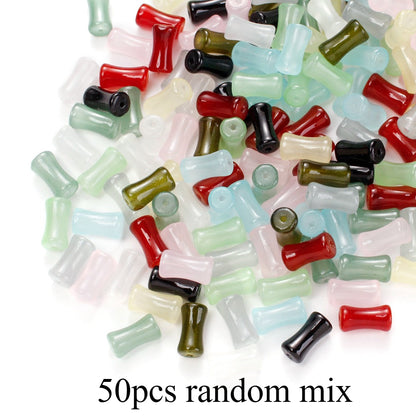 6x12mm 50pcs Mix Colors Coloured Glaze Bamboo Beads