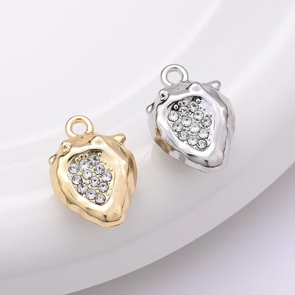 Strawberry Rhinestone Metal Pendant Charms