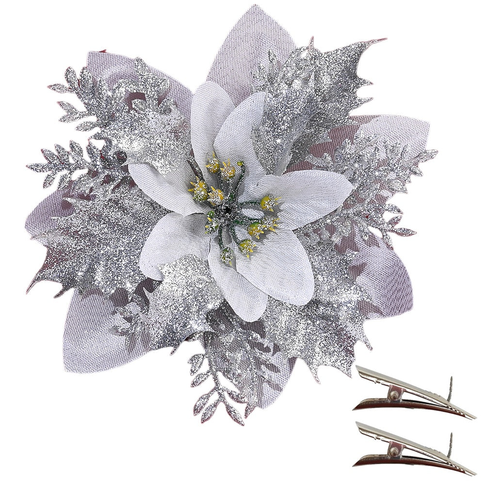 10PCS 14mm Christmas Glitter Layered Flower Set