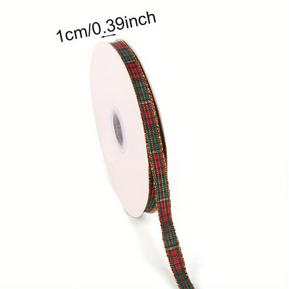 50 Yards/Roll 10 mm Christmas Plaid Satin Ribbon