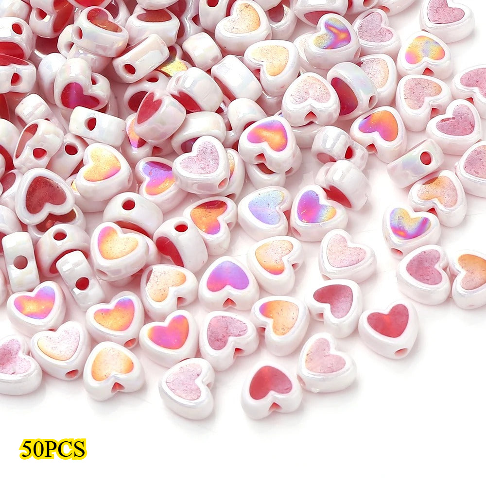 Shiny Heart Acrylic Spacer Beads