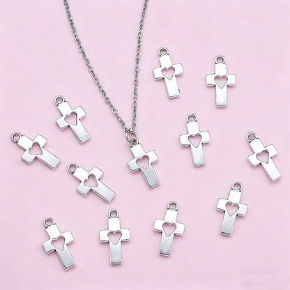 Heart Hollow Cross Pendant Charms