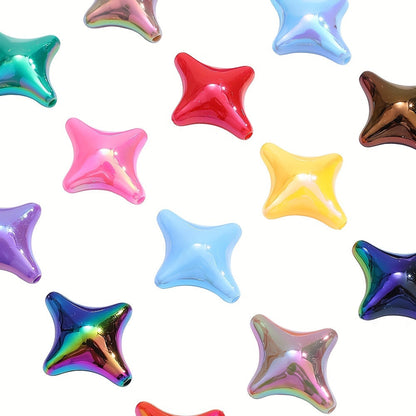 25x29mm 10pcs Mix Color Four-Point Star Acrylic Beads
