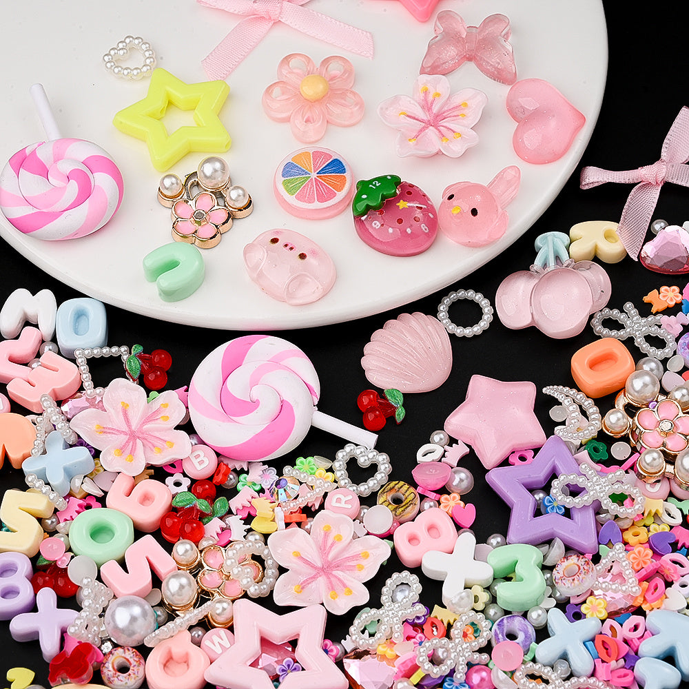 Macaron Resin Love Bow Star Flatback Embellishment Set