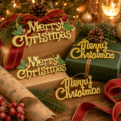 Golden Merry Christmas Letter Pendants