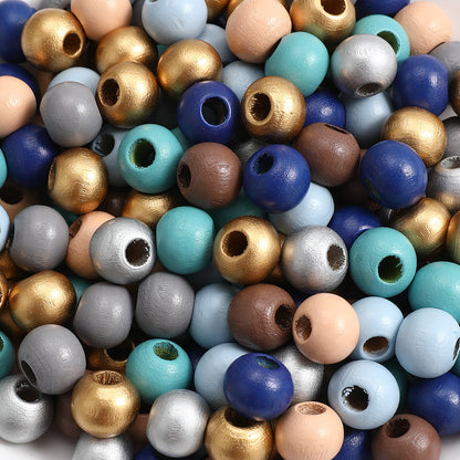 100PCS 12mm Multicolor Round Wooden Bead Set