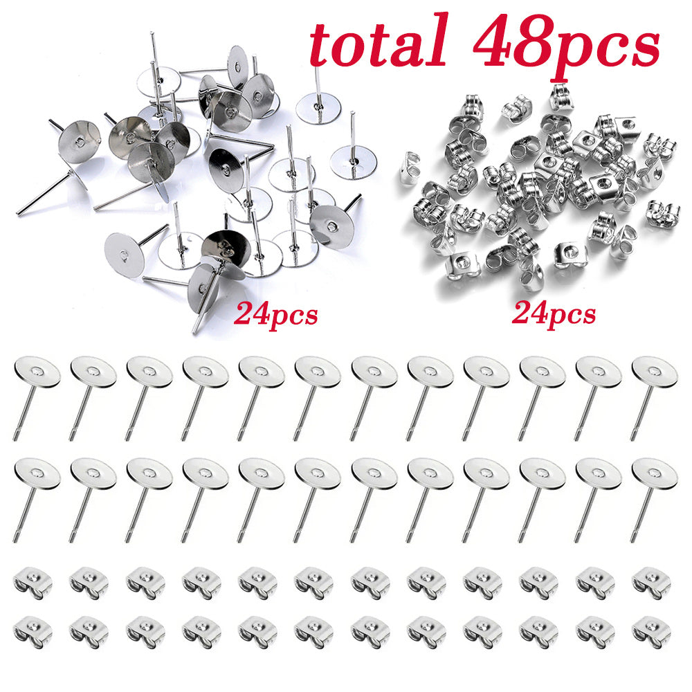 48-Piece Gold & Silver Earring Stud & Back Set