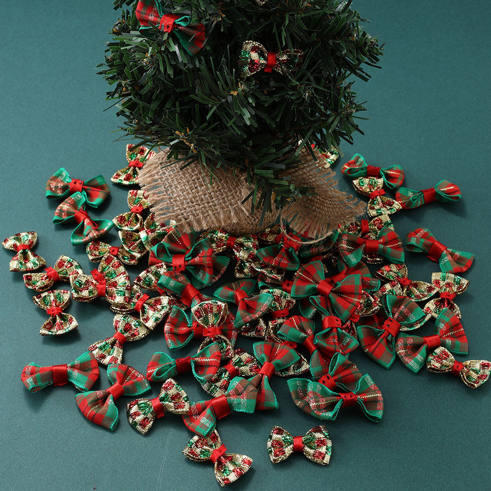 Christmas Gold Threaded Ripple Bow Embellishments